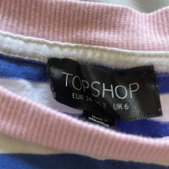 Topshop Blue and White Striped Tee - Picture 4 of 6